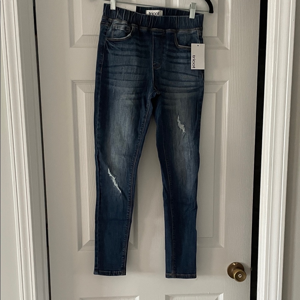 Women's Dark Blue Distressed Jeggings